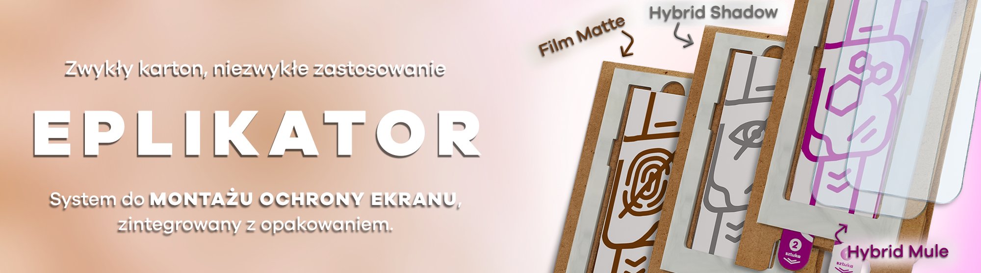 Folie ochronne ekranu w wariantach Film Matte i Hybrid Shadow z opakowaniami kartonowymi